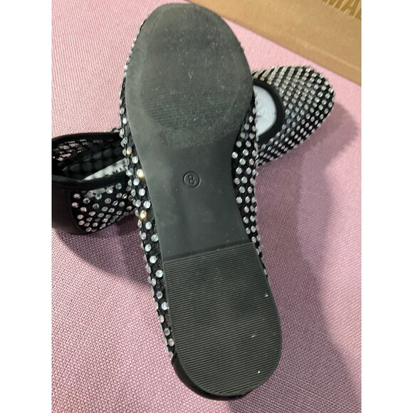 Steve Madden Womens Auden Ballet Flats in Black 8 with box Rhinestone Shoes - Picture 8 of 15
